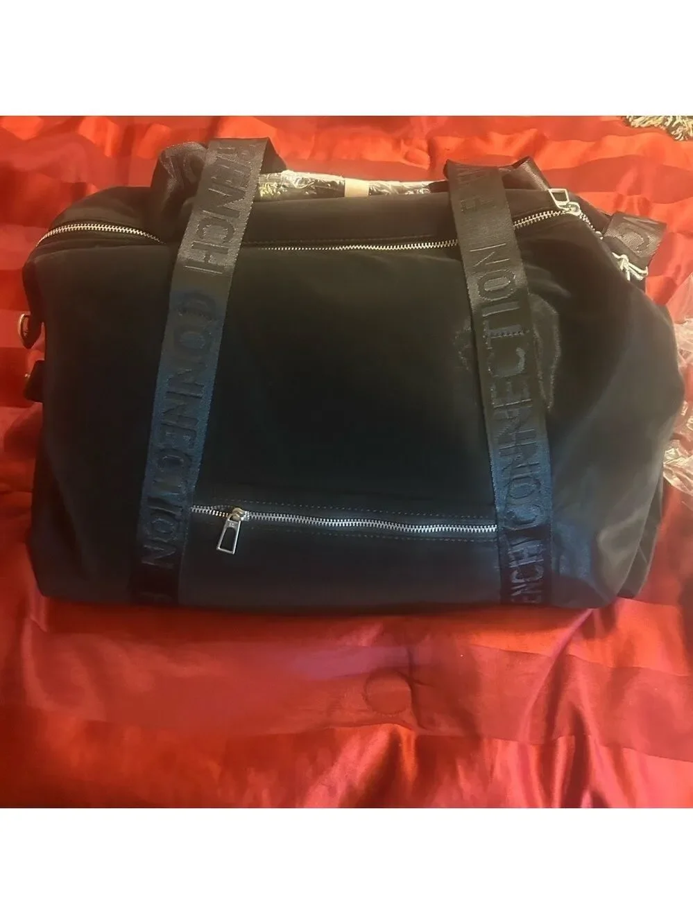 French Connection Black weekender  Duffel Bag Sleek Design